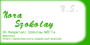 nora szokolay business card